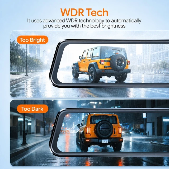Alt view image 5 of 7 - 3 Channel Mirror Dash Cam, 9.66" Mirror 4K Front 1080P Inside and Rear WiFi