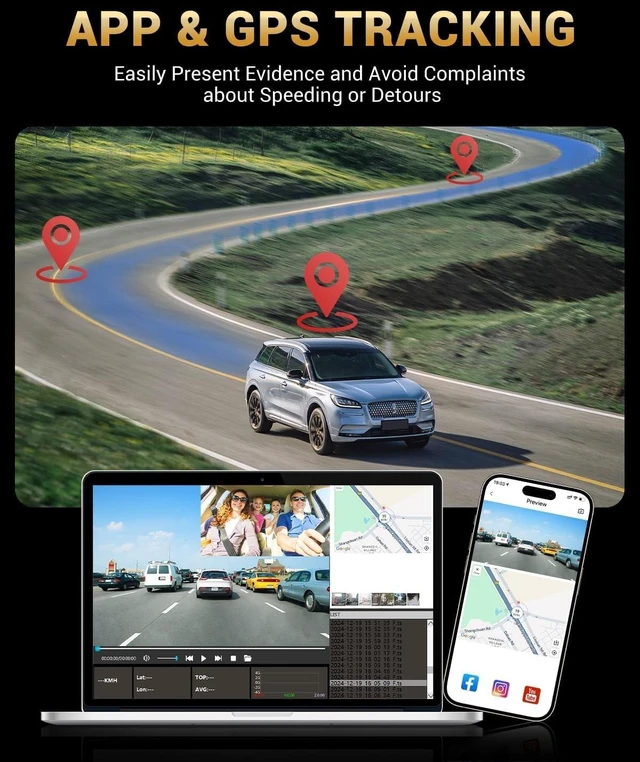 Alt view image 5 of 7 - 2.5K+1K Dual Dash Cam Front and Inside with GPS WiFi, 32GB Card, 24Hr Park