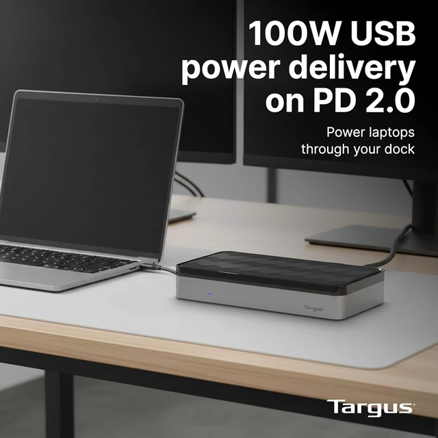 Alt view image 6 of 7 - Targus USB-C Universal Quad 4K (QV4K) Docking Station with 100W Power Delivery, Black (DOCK570USZ)