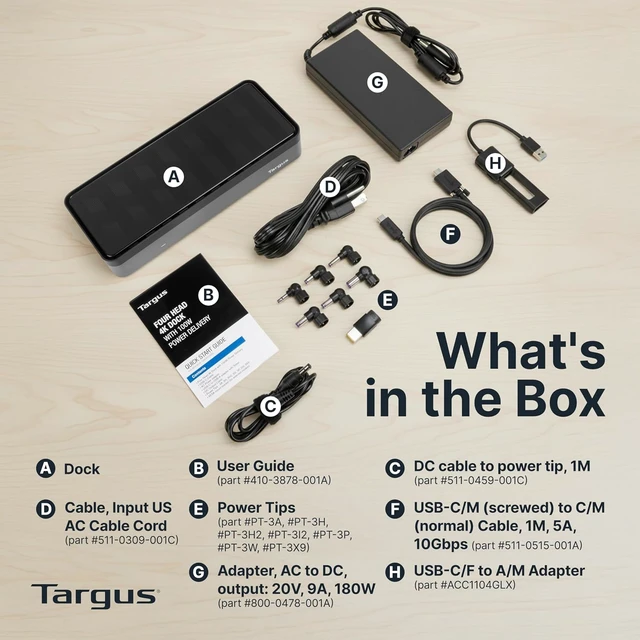 Alt view image 7 of 7 - Targus USB-C Universal Quad 4K (QV4K) Docking Station with 100W Power Delivery, Black (DOCK570USZ)
