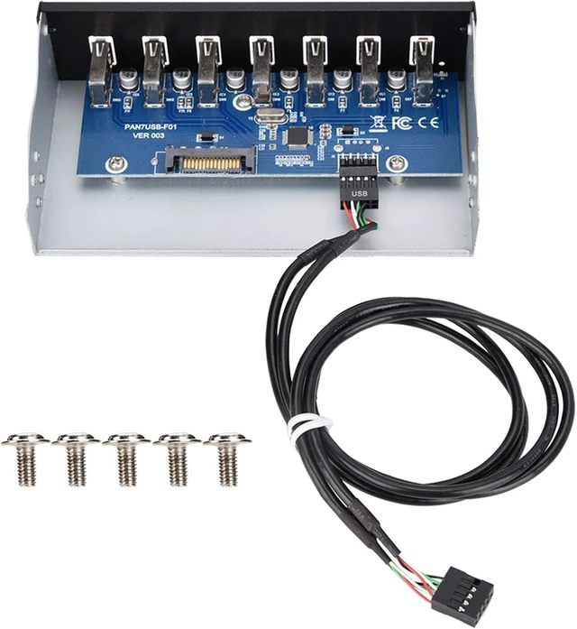 Alt view image 4 of 7 - USB 2.0 HUB 5.25 Inch Internal Front Metal Panel 5.25 Inch 7 Port USB Hub Drive Panel 9PIN to 6 Port USB2.0 Panel Fit for 5.25 Inch Computer Case Scanner Typewriter