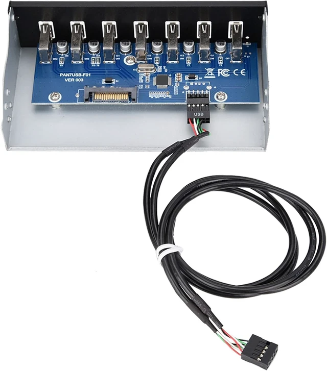 Alt view image 5 of 7 - USB 2.0 HUB 5.25 Inch Internal Front Metal Panel 5.25 Inch 7 Port USB Hub Drive Panel 9PIN to 6 Port USB2.0 Panel Fit for 5.25 Inch Computer Case Scanner Typewriter
