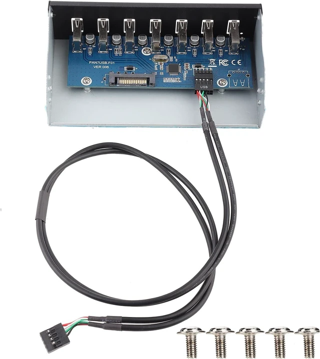 Alt view image 7 of 7 - USB 2.0 HUB 5.25 Inch Internal Front Metal Panel 5.25 Inch 7 Port USB Hub Drive Panel 9PIN to 6 Port USB2.0 Panel Fit for 5.25 Inch Computer Case Scanner Typewriter