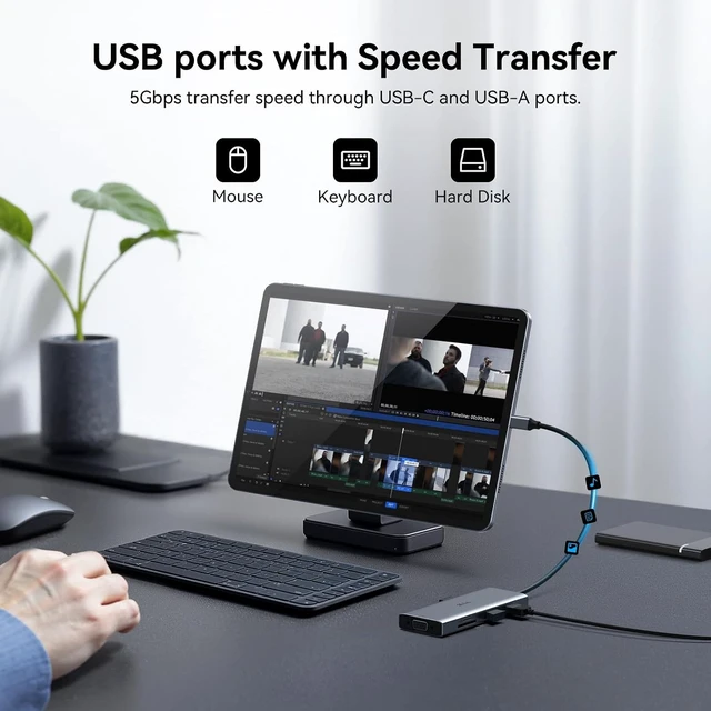 Alt view image 5 of 7 - USB C Docking Station Dual Monitor Adapter Laptop Docking Station 3 Monitor