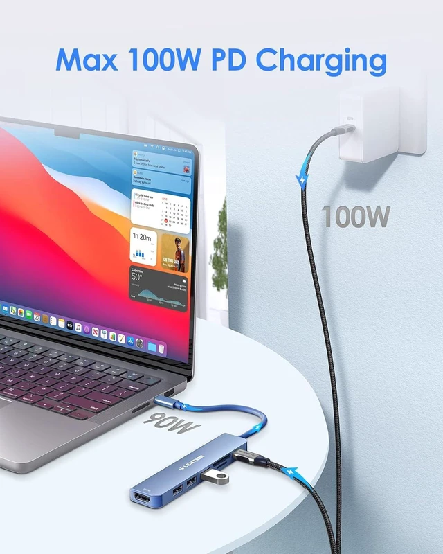 Alt view image 5 of 7 - LENTION 7-in-1 USB C Hub, 4K@60Hz HDMI, 100W PD, Card Reader, USB 3.0 & 2.0