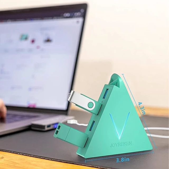 Alt view image 6 of 7 - USB 3.0 Hub,4 Port USB Hub Tower,2ft Cable USB Splitter for PC, Xbox One, PS4, PS5, iMac, Surface Pro, XPS, Laptop, Desktop, Flash Drive, Mobile HDD (Green)
