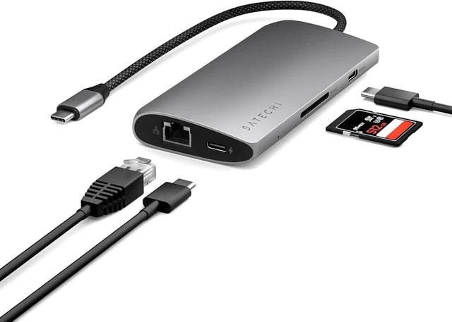 Main image of Satechi 8-in-1 USB-C Hub V3, 8K HDMI, 100W Charging, Ethernet, Space Gray