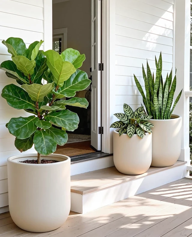 Alt view image 3 of 4 - 13/11.5/10 Inch Large Plastic Plant Pots with Drain Holes (3 Pcs)