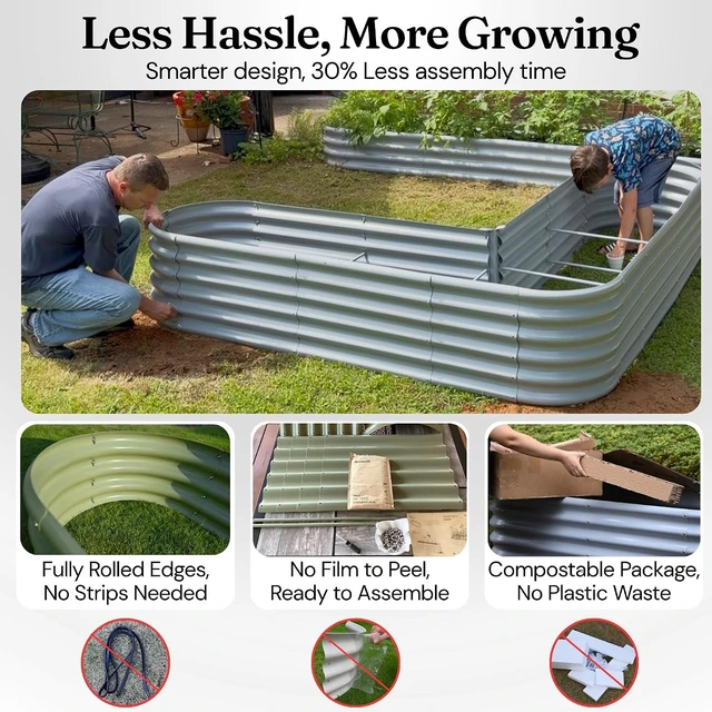 Alt view image 6 of 7 - Galvanized Raised Garden Bed 8x4x1.5 ft, 18" Tall Metal Planter Box