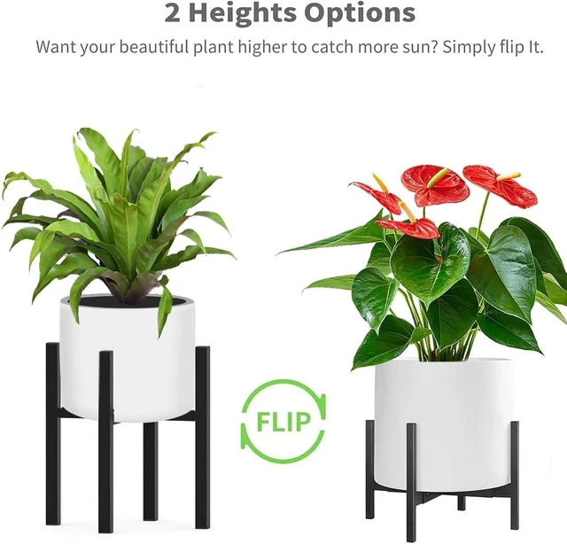 Alt view image 5 of 6 - Metal Plant Stand, Adjustable Size Fits 10 12 13 14 15 16 Inches Large Planter Pot,Mid Century Expandable Plant Holder Indoor Outdoor Corner (HeavyBlack, Fits all pots between 8" and 16")