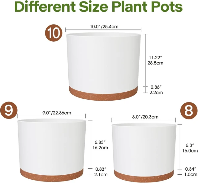 Alt view image 2 of 7 - 3 Pack Cylinder Planter Set 10/9/8 Inch White Indoor Plant Pots