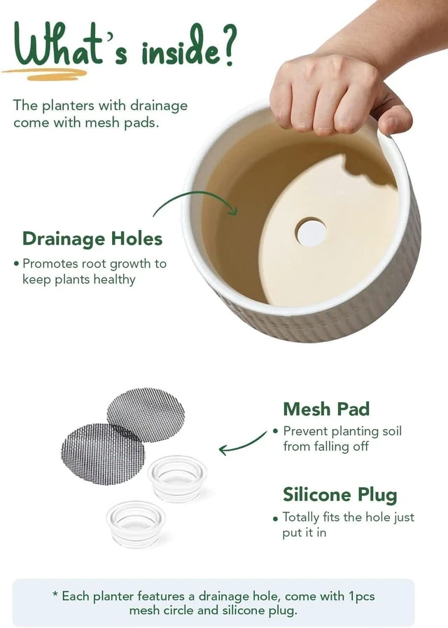 Alt view image 2 of 7 - LE TAUCI Succulent Pots, 6.5+8 Inch Ceramic Indoor Plant Pot with Drainage Hole, Shallow Round Succulent Planters, Set of 2, Matte White