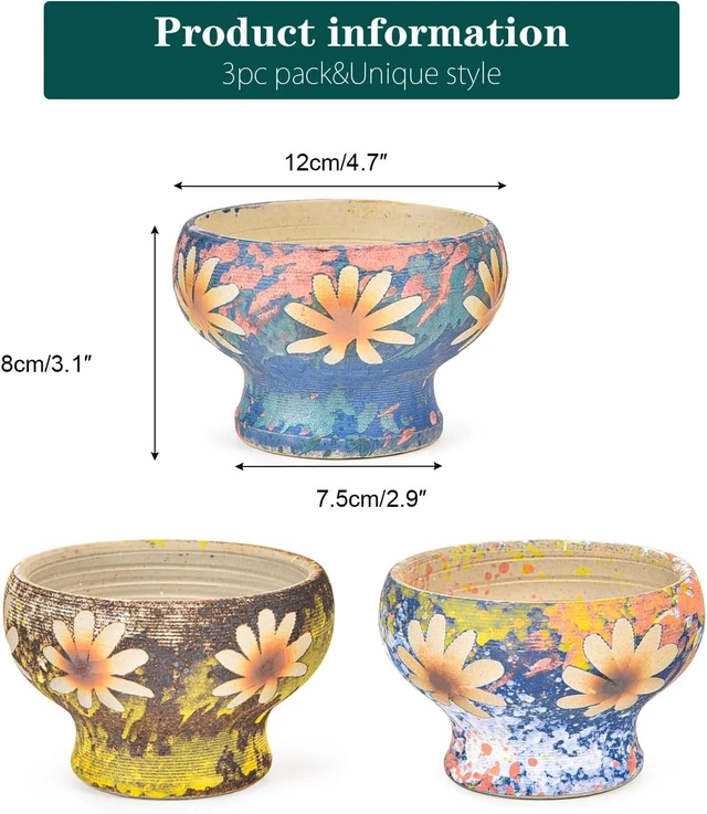 Alt view image 6 of 7 - Sungmor 4in Ceramic Succulent Planters Style-g (Dia.: 4.9inch & H: 3.5inch)