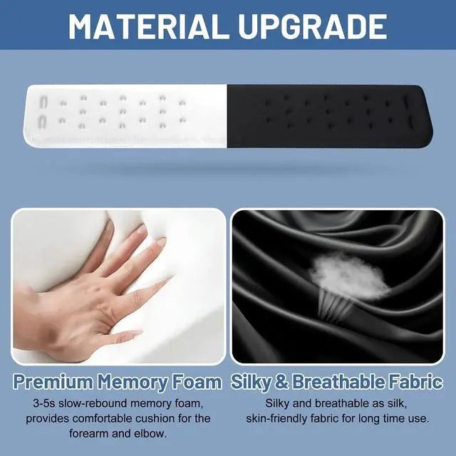 Alt view image 4 of 6 - Memory Foam Desk Arm Rest Pad for Forearms, Ergonomic Elbow Wrist Rest