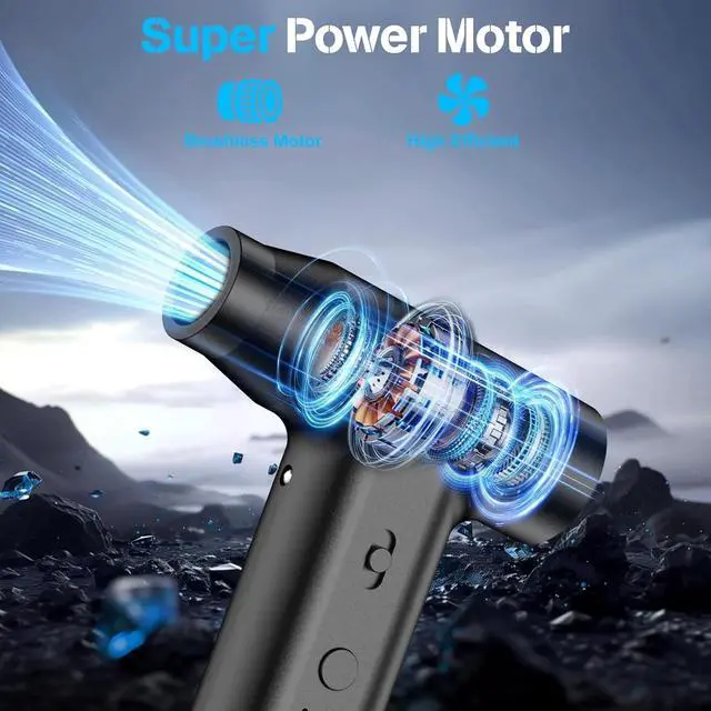 Alt view image 2 of 6 - Compressed Air Duster-200000RPM Power Cordless Air Blower, Rechargeable Electric Air Duster Cleaner (Black)