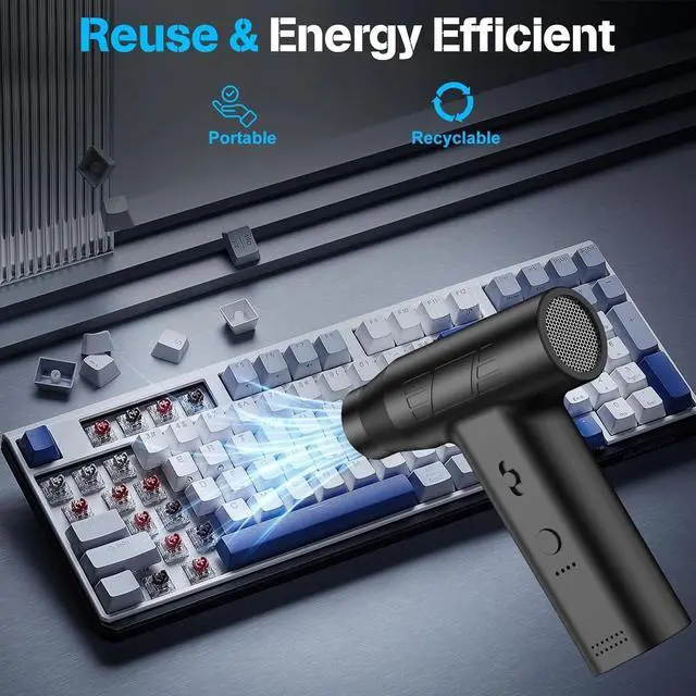 Alt view image 3 of 6 - Compressed Air Duster-200000RPM Power Cordless Air Blower, Rechargeable Electric Air Duster Cleaner (Black)