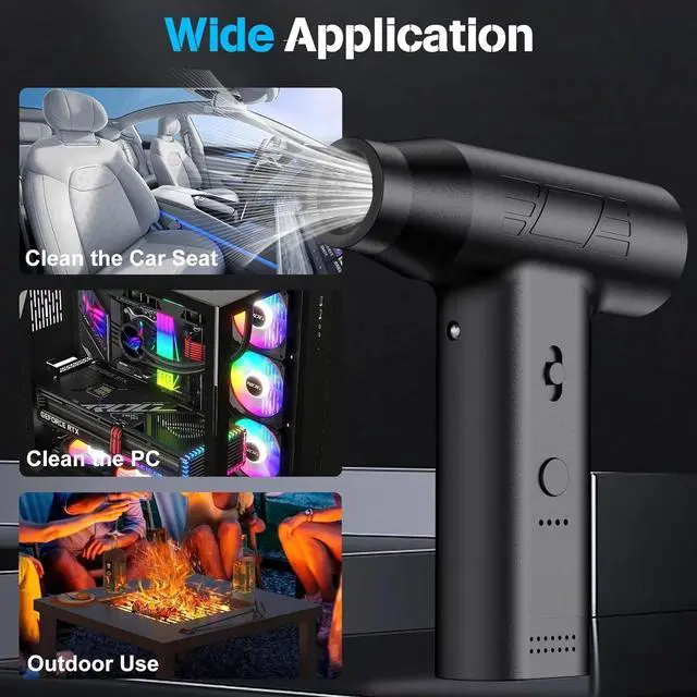 Alt view image 5 of 6 - Compressed Air Duster-200000RPM Power Cordless Air Blower, Rechargeable Electric Air Duster Cleaner (Black)