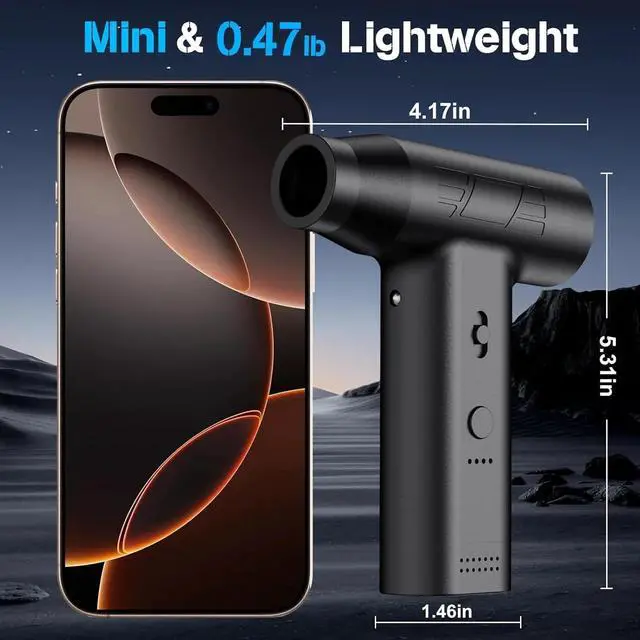 Alt view image 6 of 6 - Compressed Air Duster-200000RPM Power Cordless Air Blower, Rechargeable Electric Air Duster Cleaner (Black)