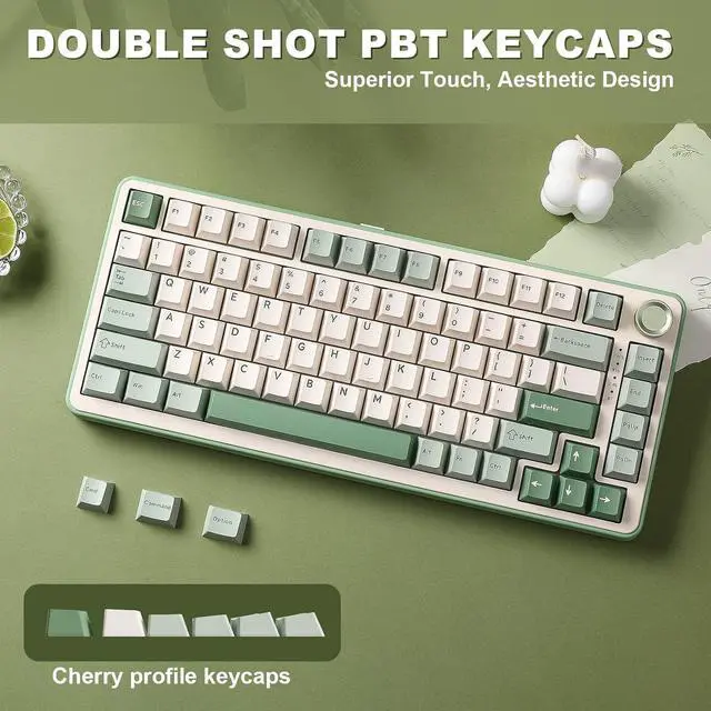Alt view image 7 of 7 - B75 PRO Wireless Mechanical Keyboard,75% Layout with Knob,Hot Swap Gasket Structure,Creamy Pre-lubed Switches,RGB Backlit,Bluetooth/Type-C/2.4G for Win/Mac (Matcha Green, Cocoa Cream V2 Switch)