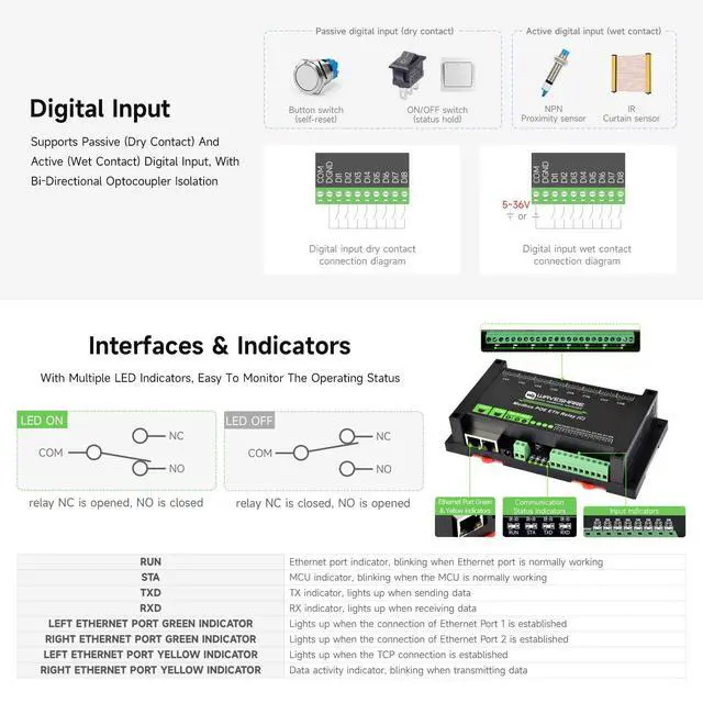 Alt view image 5 of 7 - Dual Ethernet Ports 8-ch Relay Module (C), Modbus RTU Protocol, PoE Power Supply, with Various Isolation and Protection Circuits, Industrial Grade Rail-Mount Case