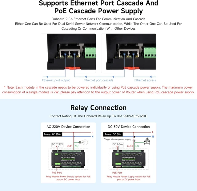 Alt view image 6 of 7 - Waveshare 16-Ch Ethernet Module, Modbus RTU/TCP, Ethernet Communication, Support PoE, Various Isolation & Protection Circuits, Industrial Rail-Mount