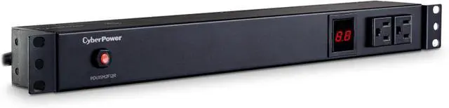 Alt view image 3 of 7 - CyberPower PDU15M2F12R Metered PDU | 100-125V/15A (Derated to 12A), 14 Outlets, 1U Rackmount, 15 Foot Power Cord