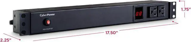 Alt view image 7 of 7 - CyberPower PDU15M2F12R Metered PDU | 100-125V/15A (Derated to 12A), 14 Outlets, 1U Rackmount, 15 Foot Power Cord