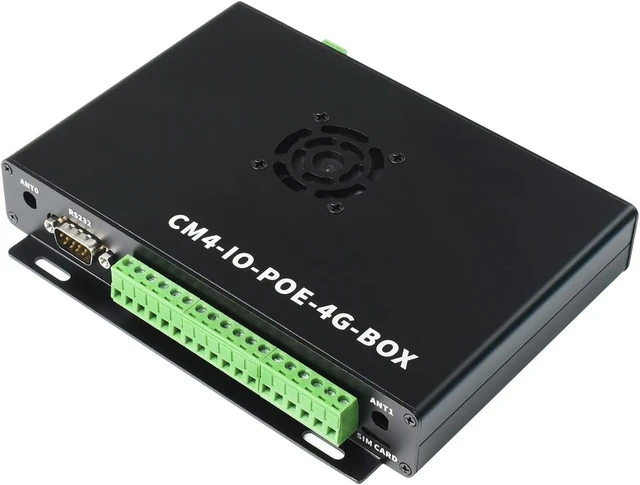Alt view image 7 of 7 - Waveshare Industrial IoT Mini-Computer Based On Raspberry Pi Compute Module 4 (NOT Included) Waveshare CM4 Industrial IoT Board Inside PoE 5G/4G Metal Case with Cooling Fan