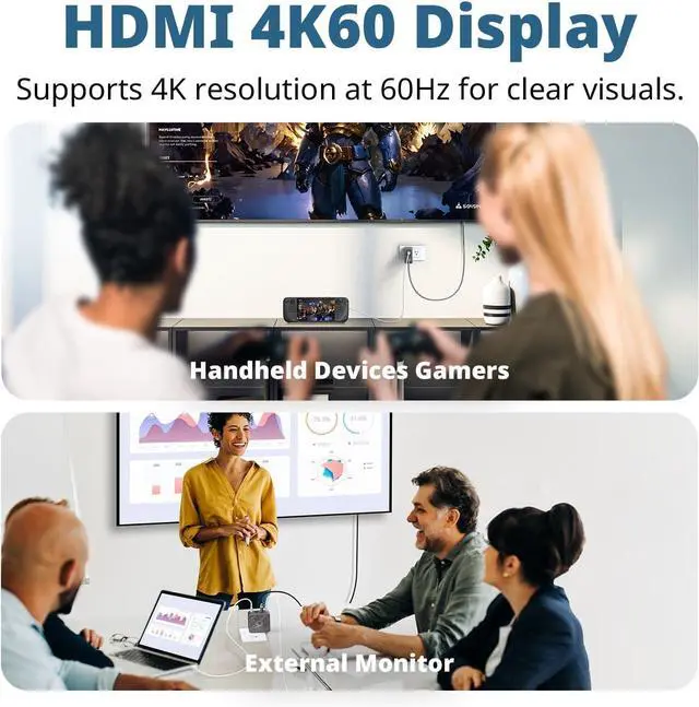 Alt view image 5 of 7 - Portable Charger Switch 2 Dock 100W GaN Fast Charging USB C Hub TV Docking Station with 4K60 HDMI Compatible with iPhone iPad Laptop PC Gaming Accessories