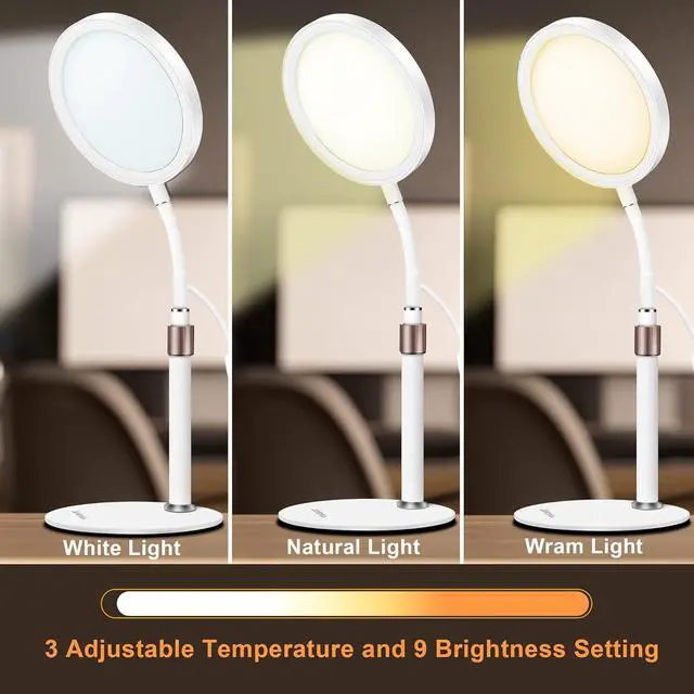 Alt view image 4 of 7 - Light Therapy Lamp, UV-Free 10000 Lux Therapy Light with 3 Color Temperature Modes & Adjustable Brightness & Timer, Happy Therapy Lamp for Lift Mood