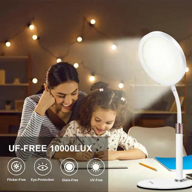 Alt view image 5 of 7 - Light Therapy Lamp, UV-Free 10000 Lux Therapy Light with 3 Color Temperature Modes & Adjustable Brightness & Timer, Happy Therapy Lamp for Lift Mood