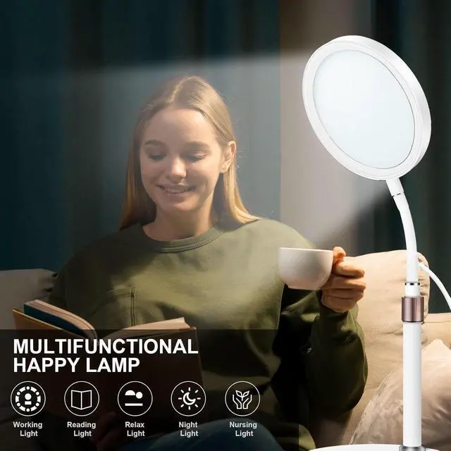 Alt view image 6 of 7 - Light Therapy Lamp, UV-Free 10000 Lux Therapy Light with 3 Color Temperature Modes & Adjustable Brightness & Timer, Happy Therapy Lamp for Lift Mood