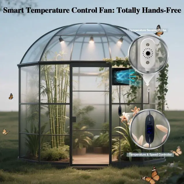 Alt view image 2 of 7 - 6-Inch (120mm) Temperature-Controlled Silent Cooling Fan - USB/DC, 5V/12V Dual Voltage, 10-Speed Adjustable, Ideal for AV Cabinets, Server Racks & Greenhouses