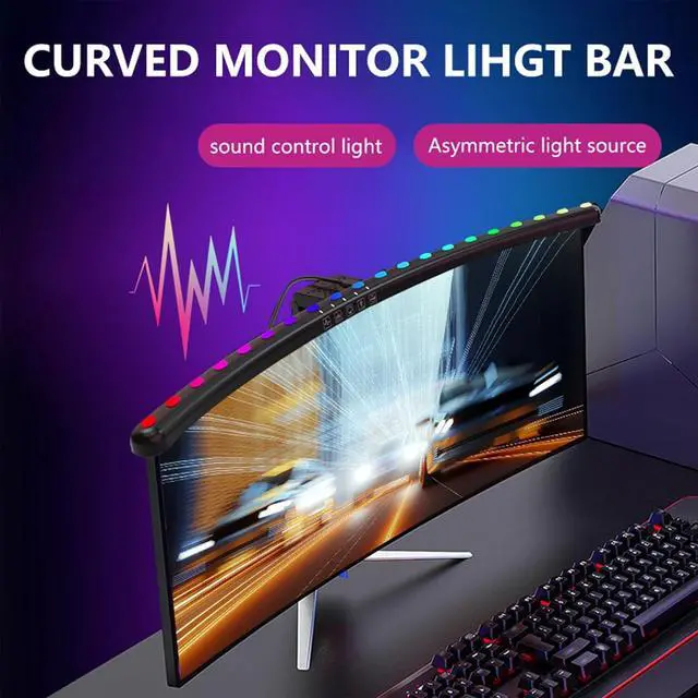 Alt view image 4 of 7 - RGB Monitor Light Bar,Curved with RGB Backlight,Computer Screen Lamp for Eye Caring, Light Source with Touch Control Timed Computer Light Bar,Gaming Accessories for Home