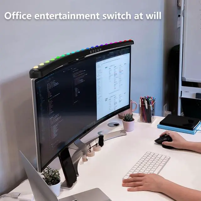 Alt view image 6 of 7 - Curved Monitor Light Bar, 3 Color Monitor Led Lights(3200k, 4500k, 6900k) with Touch Control, Timing, Dimmable RGB Monitor Light Bar for Gaming and Office