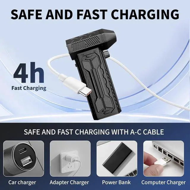 Alt view image 7 of 7 - Electric Air Duster, 13000RPM Rechargeable Air Duster with 10000mAh Battery, Cordless Compressed Air Duster for Electronics, PC, Keyboard, Laptop, Car Detailing  No Chemicals, No Refills