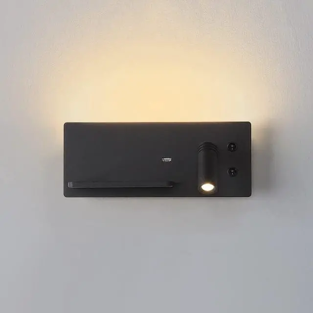 Main image of Adjustable LED Wall Reading Light with USB Charger Wireless Charging Headboard Lamp Dimmable Nightlight for Bedroom Bedside Wall Sconce Modern Wall Wash Light.