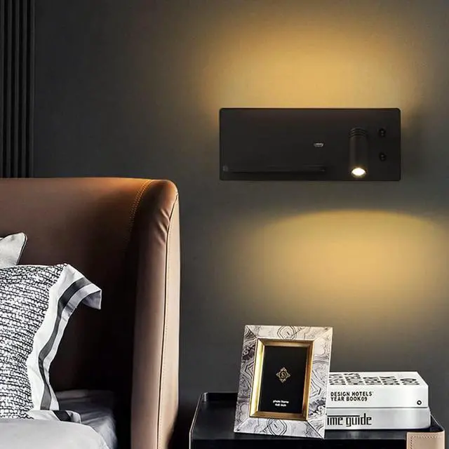 Alt view image 2 of 5 - Adjustable LED Wall Reading Light with USB Charger Wireless Charging Headboard Lamp Dimmable Nightlight for Bedroom Bedside Wall Sconce Modern Wall Wash Light.