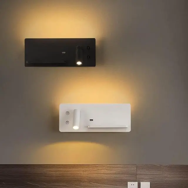 Alt view image 3 of 5 - Adjustable LED Wall Reading Light with USB Charger Wireless Charging Headboard Lamp Dimmable Nightlight for Bedroom Bedside Wall Sconce Modern Wall Wash Light.