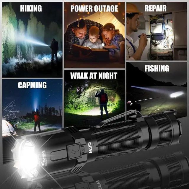 Alt view image 7 of 7 - M30 Tactical Flashlight-3300 High Lumen Duty Belt Flashlight for Law Enforcement,Police EDC Flashlights with Holster Tactical Gear