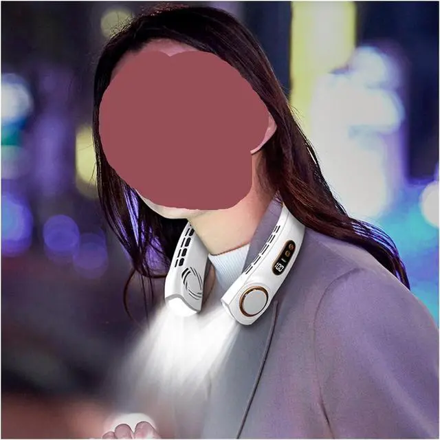 Alt view image 2 of 6 - Mute USB Personal Fan Digital Display 5 Speeds Rechargeable Bladeless Portable Neck Fan Home School Office(Black standard)