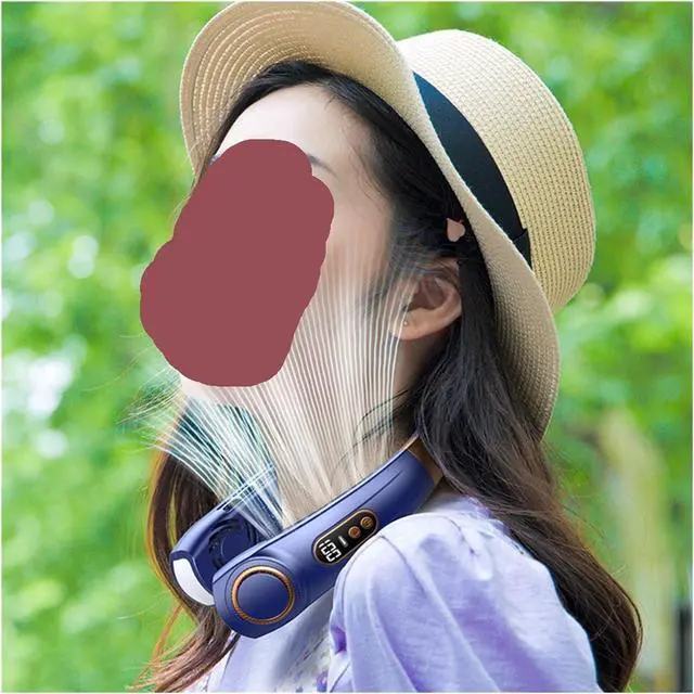 Alt view image 3 of 6 - Mute USB Personal Fan Digital Display 5 Speeds Rechargeable Bladeless Portable Neck Fan Home School Office(Black standard)