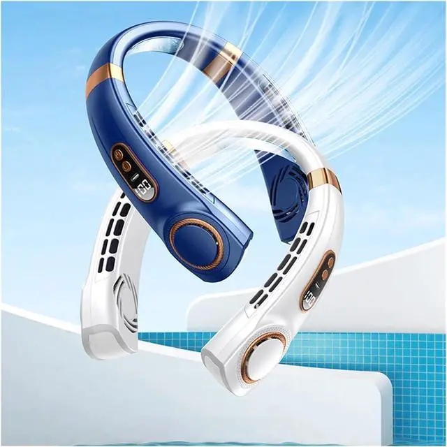 Alt view image 4 of 6 - Mute USB Personal Fan Digital Display 5 Speeds Rechargeable Bladeless Portable Neck Fan Home School Office(Black standard)