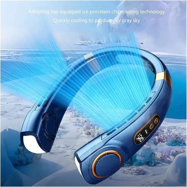 Alt view image 6 of 6 - Mute USB Personal Fan Digital Display 5 Speeds Rechargeable Bladeless Portable Neck Fan Home School Office(Black standard)