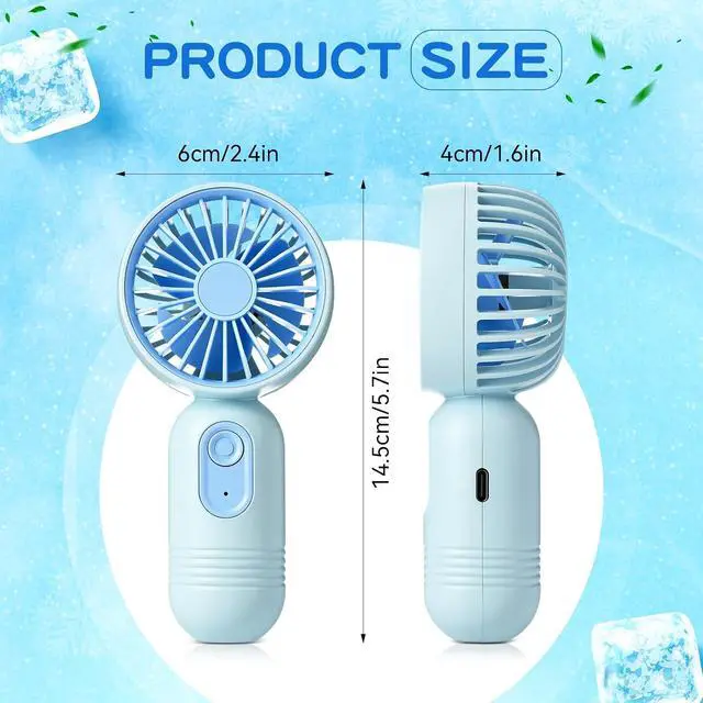 Alt view image 2 of 6 - Rossesay 24 Pack 12 Pack Mini Portable Handheld Fan Bulk for Travel 3 Speeds, Rechargeable USB Battery Operated, Small Personal Eyelash Fans for Women Men Indoor Outdoor (Light Blue)