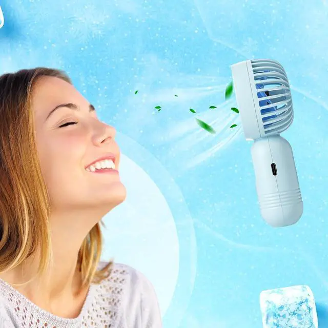 Alt view image 5 of 6 - Rossesay 24 Pack 12 Pack Mini Portable Handheld Fan Bulk for Travel 3 Speeds, Rechargeable USB Battery Operated, Small Personal Eyelash Fans for Women Men Indoor Outdoor (Light Blue)