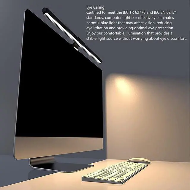 Alt view image 7 of 7 - LED Computer Display Light, Computer Display Light Bar, Stepless Dimming Computer Light Bar for Home and Office Use, USB Powered, Touch Control