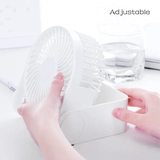 Alt view image 3 of 7 - USB-powered Cord with Motion Sensor UDB Fan Office Desk Fan Automatic Compact fan for Traveling Computer 2 Air Volume Modes Lightweight Brushless Motor Customizable 2 Colors,Macaron White
