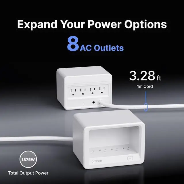 Alt view image 2 of 7 - Gitryin 1 Lightning Retractable Wall Charger, 1 Type-C Retractable Wall Charger and 10-in-1 Desktop Charging Station with 2 Type-C Retractable Wall Chargers