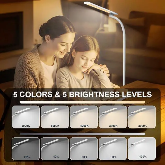 Alt view image 5 of 7 - Light Therapy Lamp,10000 Lux Happy Therapy Light, Floor Sun Therapy Lamp with Remote & Touch Control & Adjustable Gooseneck for Reading/Office/Home